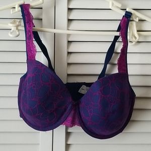 Frederick's 32DD Full Coverage Lace Overlay Bra